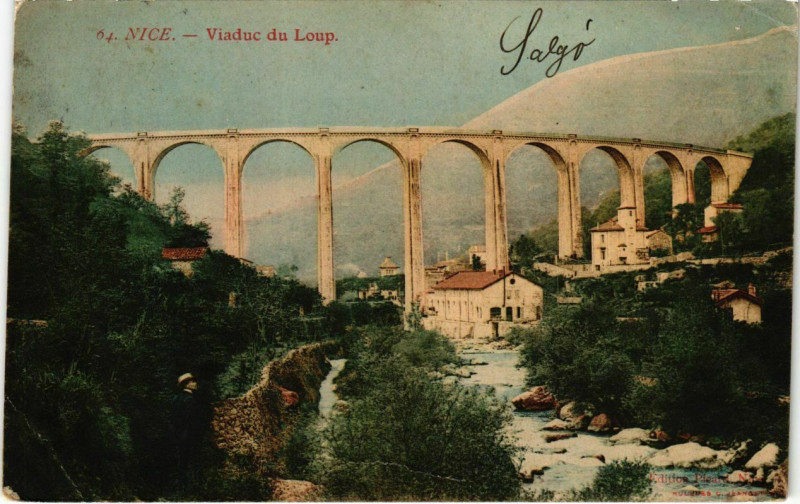Carte postale ancienne Nice- Viaduc du Loup France à Nice