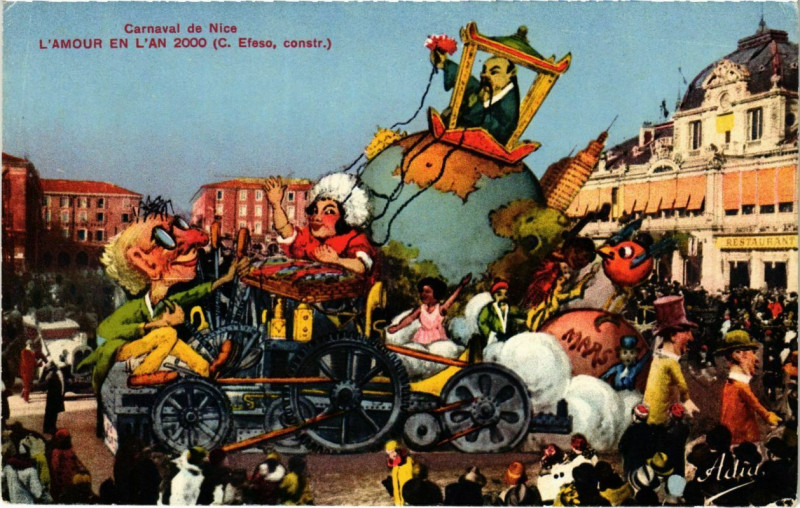 Carte postale ancienne Nice- Carnaval, L'Amour en l'an 2000 France à Nice