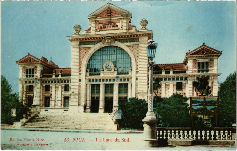 Carte postale ancienne Nice- La Gare du Sud France à Nice