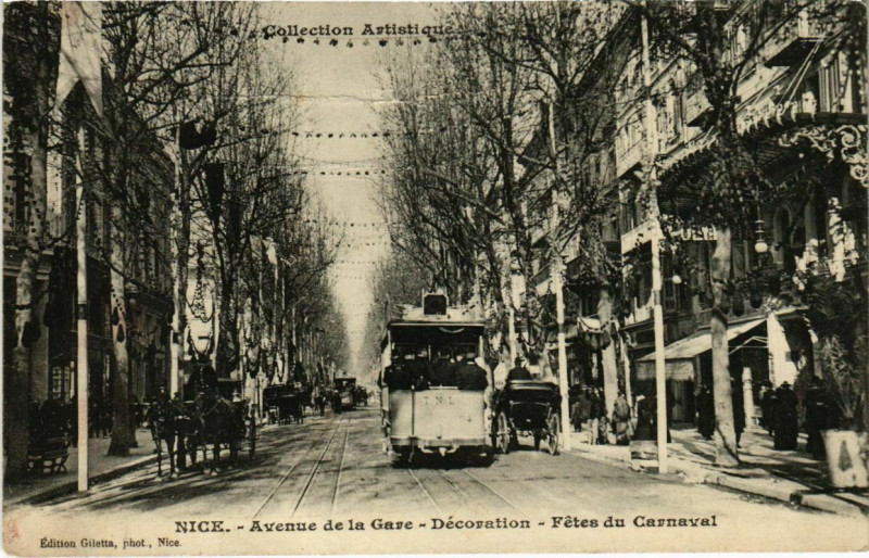 Carte postale ancienne Nice- Avenue de la Gare, Decoration, Carnaval France à Nice