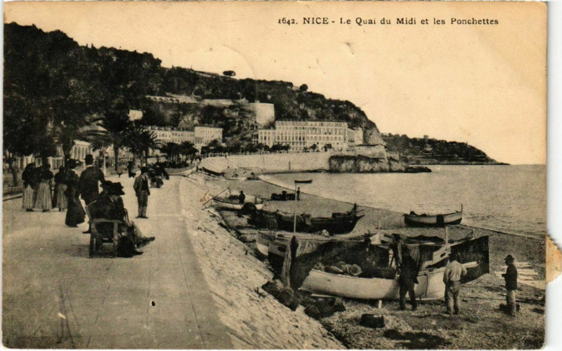 Carte postale ancienne Nice- Le Quai du Midi et les Ponchettes France à Nice