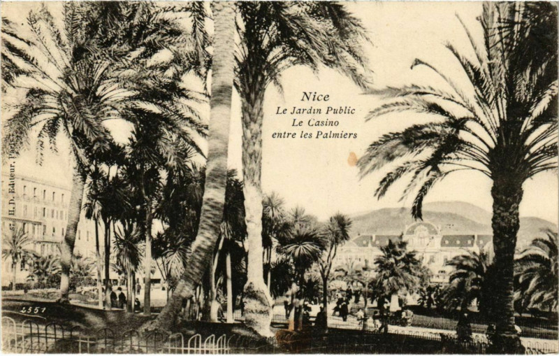 Carte postale ancienne Nice- Jardin Public,Le Casino entre les Palmiers France à Nice