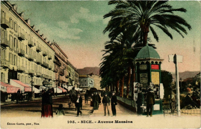 Carte postale ancienne Nice- Avenue Massena France à Nice