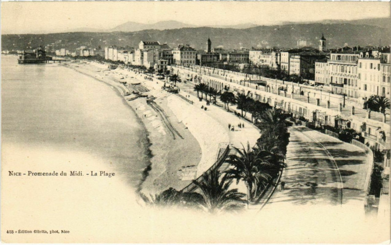 Carte postale ancienne Nice- Promenade du Midi, La Plage France à Nice