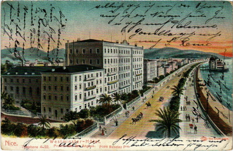 Carte postale ancienne Nice- Westminster Hotel France à Nice