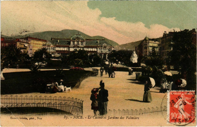Carte postale ancienne Nice- Le Casino et Jardins des Palmiers France à Nice