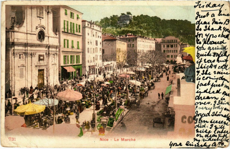 Carte postale ancienne Nice- Le Marche France à Nice