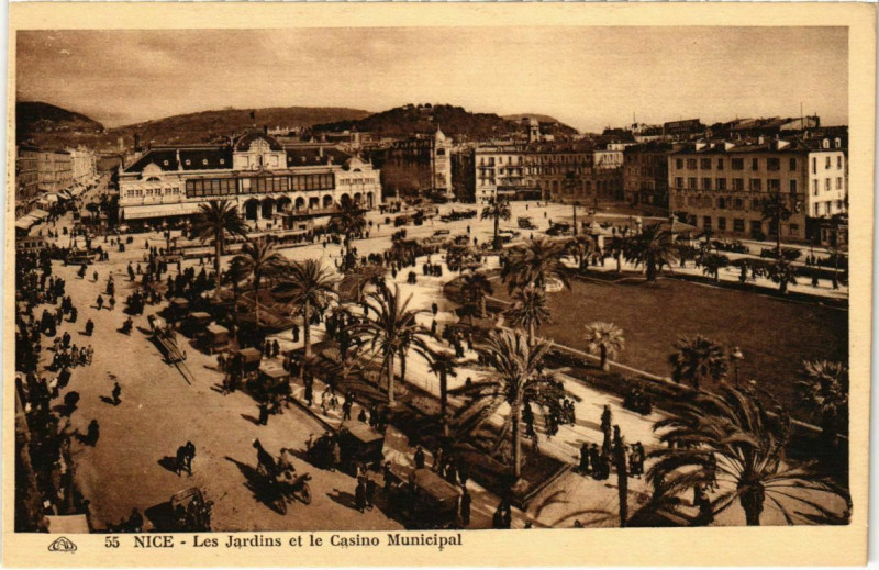Carte postale ancienne Nice- Les Jardins et le Casino Municipal France à Nice