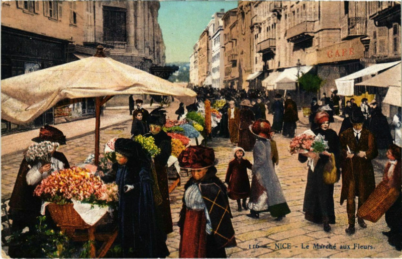 Carte postale ancienne Nice- Le Marche aux Fleurs France à Nice