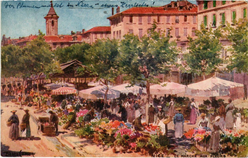 Carte postale ancienne Nice- Le Marche aux Fleurs France à Nice
