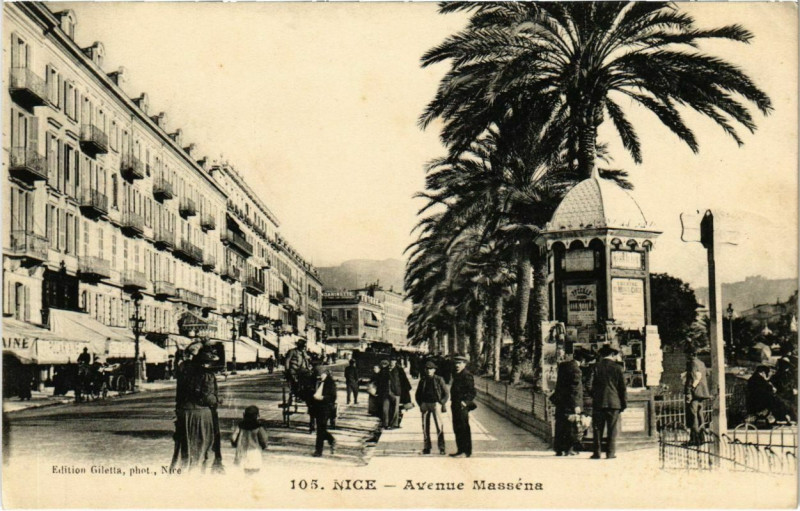 Carte postale ancienne Nice- Avenue Massena France à Nice