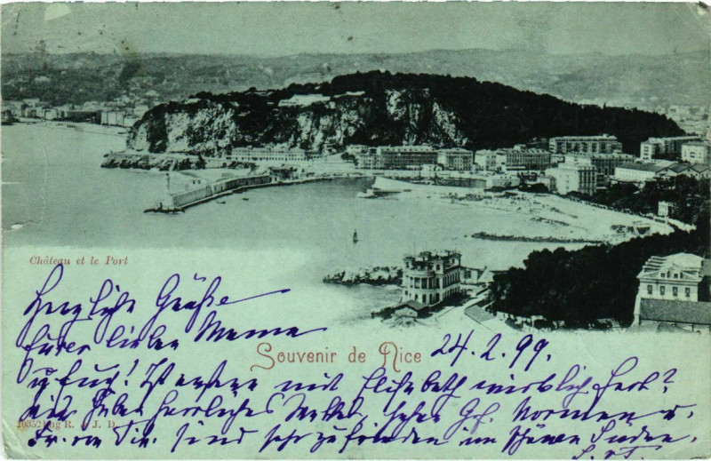 Carte postale ancienne Nice- Chateau et le Port France à Nice