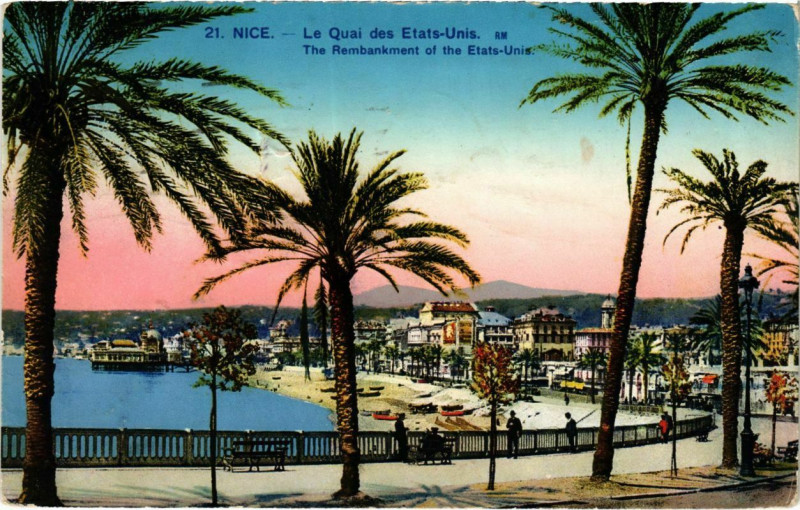 Carte postale ancienne Nice- Le Quai des Etats Unis France à Nice