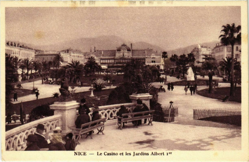 Carte postale ancienne Nice- Le Casino et les Jardins Albert 1er France à Nice