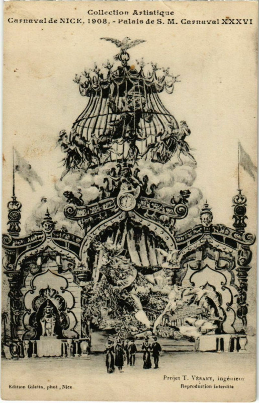 Carte postale ancienne Nice- Carnaval 1908, Palais de S.M. Carneval Xxxvi France à Nice