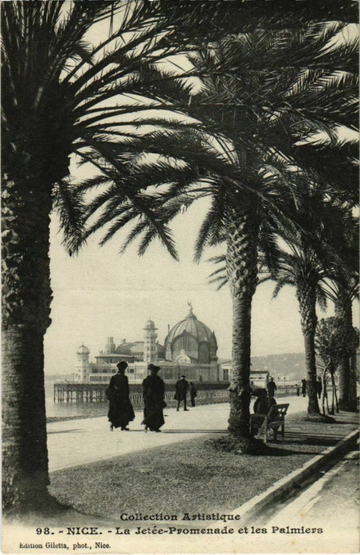 Carte postale ancienne Nice- La Jetee Promenade et les Palmiers France à Nice