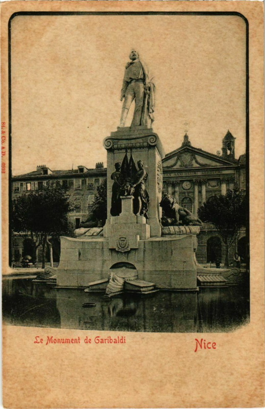 Carte postale ancienne Nice- Le Monument de Garibaldi France à Nice