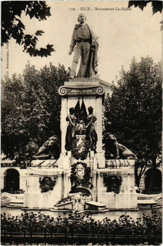 Carte postale ancienne Nice- Monument Garibaldi France à Nice