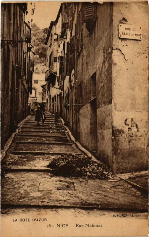 Carte postale ancienne Nice - Rue Malonat à Nice