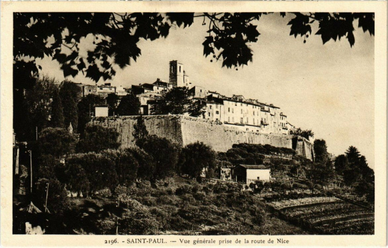 Carte postale ancienne Saint Paul - Vue générale prise de la route Nice à Nice