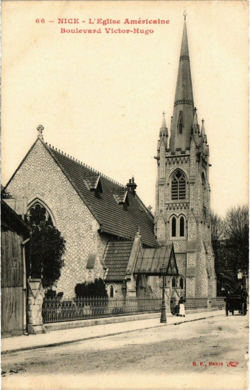 Carte postale ancienne Nice - L'Eglise Américaine Boulevard Victor-Hugo à Nice