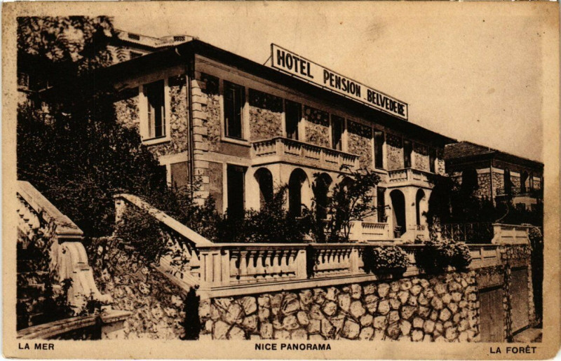 Carte postale ancienne Nice panorama - Hotel Pension Belvedere à Nice