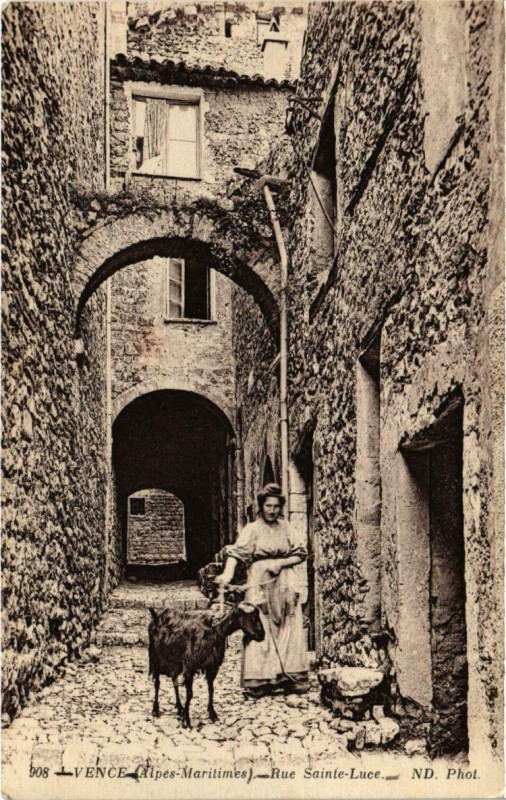 Carte postale ancienne Vence (Dep.06) Rue Ste-Luce à Vence