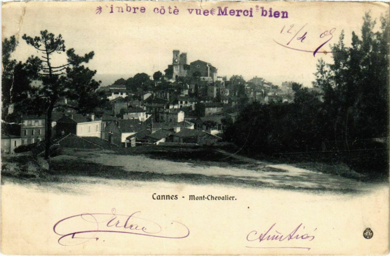 Carte postale ancienne Cannes Mont Chevalier à Cannes