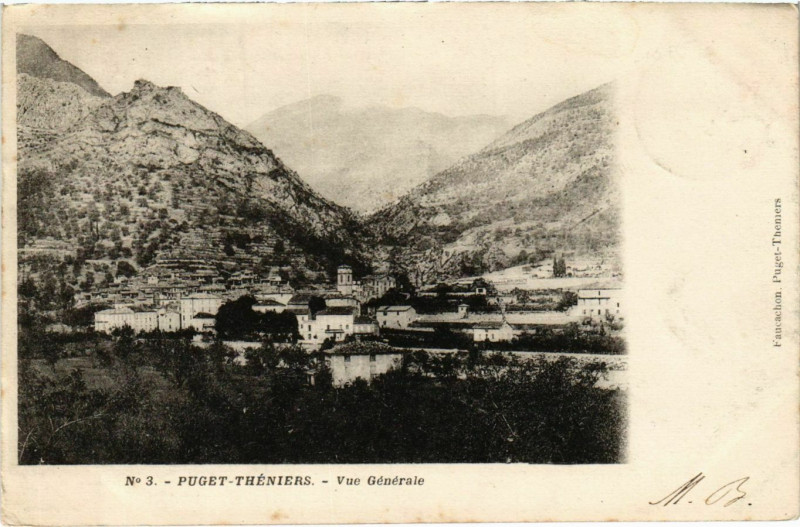 Carte postale ancienne Puget Théniers Vue Generale à Puget-Théniers