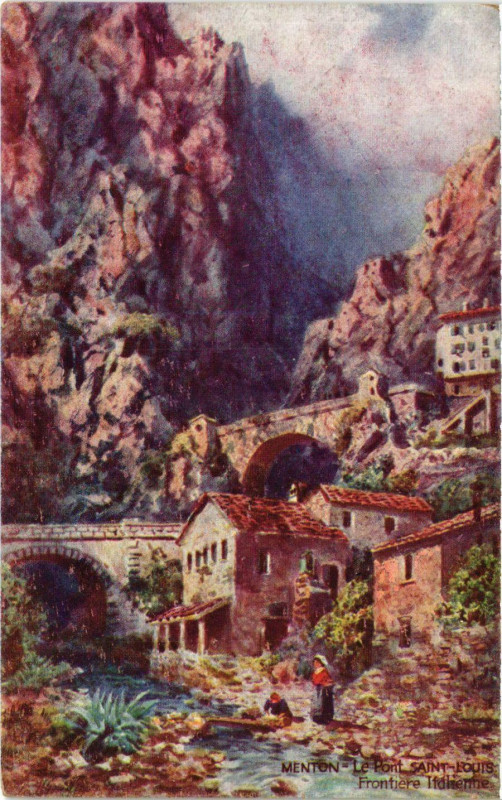Carte postale ancienne Menton le Pont St. Louis à Menton