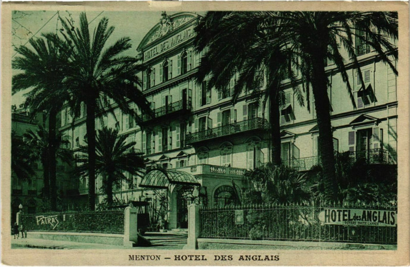 Carte postale ancienne Menton Hotel des Anglais à Menton