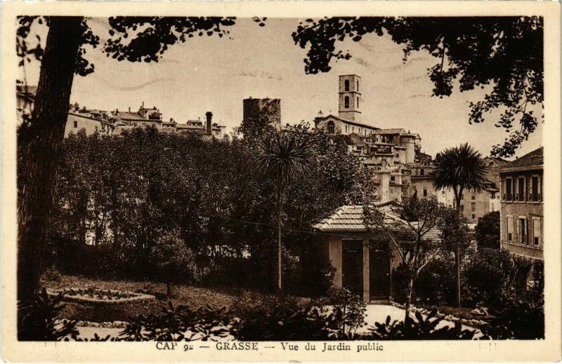 Carte postale ancienne Grasse Vue du Jardin public à Grasse
