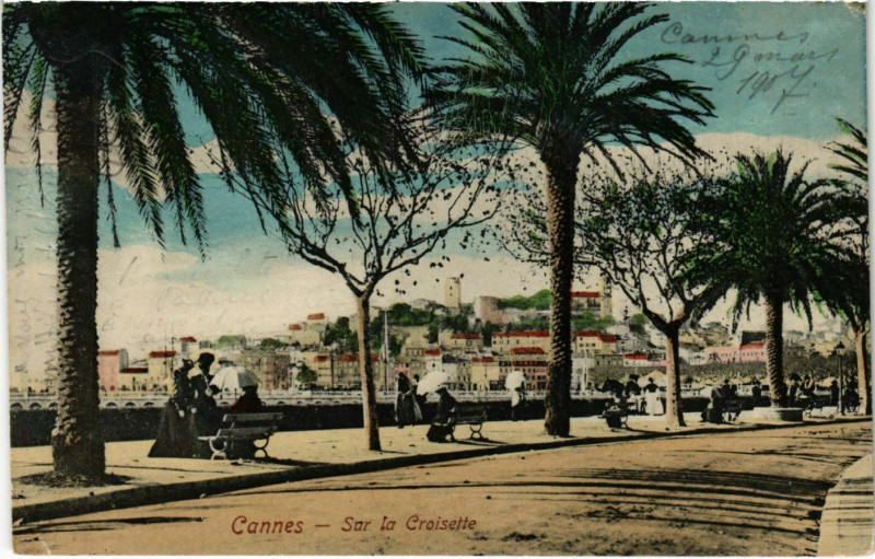 Carte postale ancienne Cannes Sur la Croisette à Cannes
