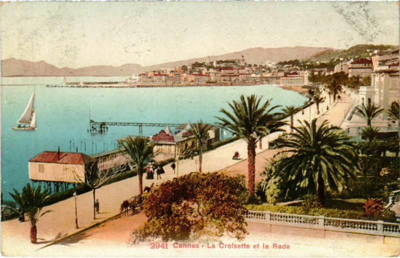 Carte postale ancienne Cannes Croisette et la Rade à Cannes