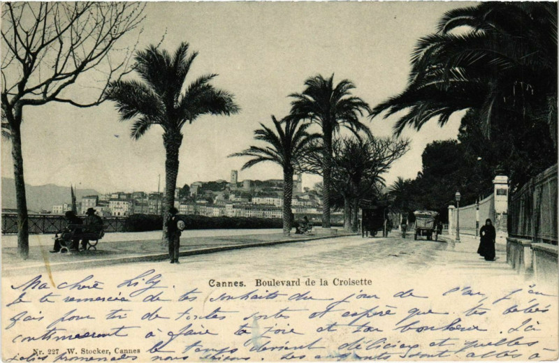 Carte postale ancienne Cannes Boulevard de la Croisette à Cannes