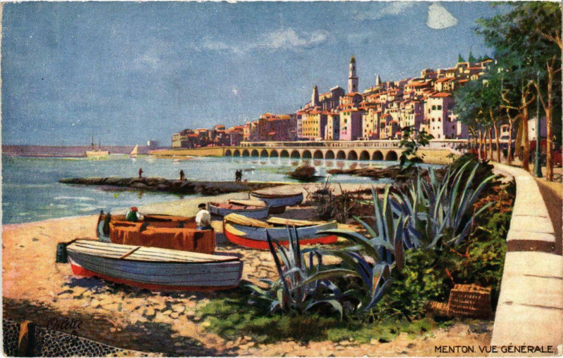 Carte postale ancienne Menton Vue generale à Menton