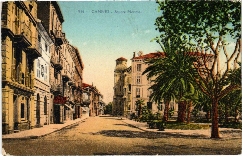 Carte postale ancienne Cannes Square Mérimé à Cannes