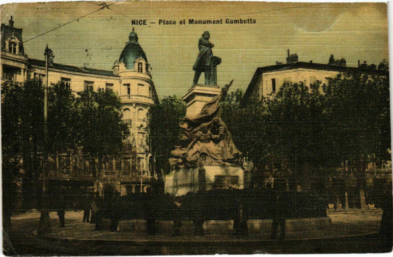 Carte postale ancienne Nice Place et Monument Gambetta à Nice