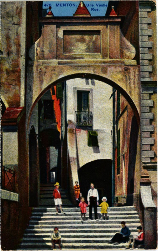 Carte postale ancienne Menton Une Vielle Rue à Menton