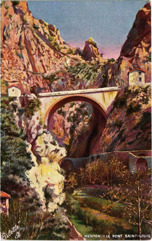 Carte postale ancienne Menton Le Pont St. Louis à Menton
