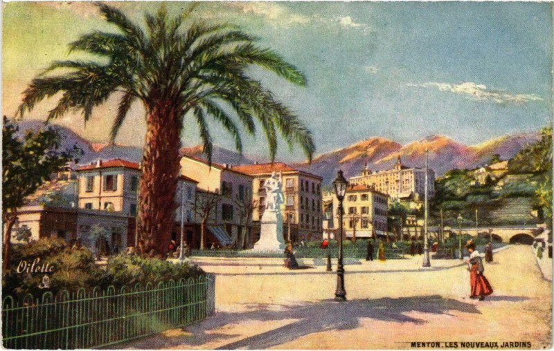 Carte postale ancienne Menton Les Nouveaux Jardins à Menton