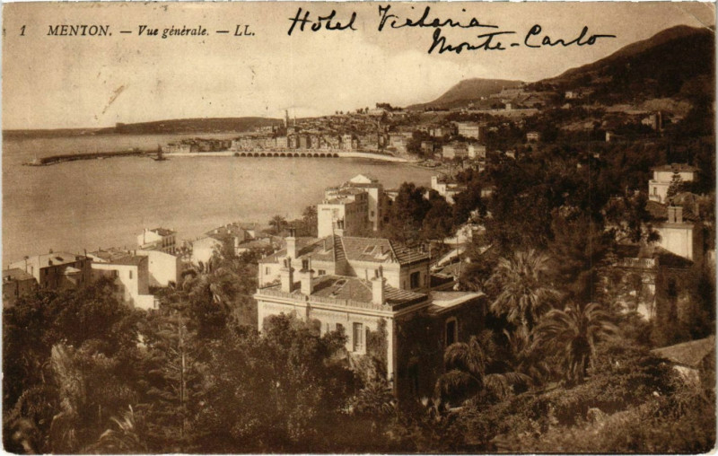 Carte postale ancienne Menton Vue Generale à Menton