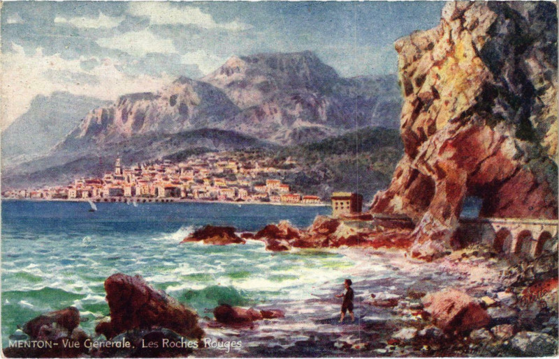 Carte postale ancienne Menton Vue Generale Roches Rouges à Menton