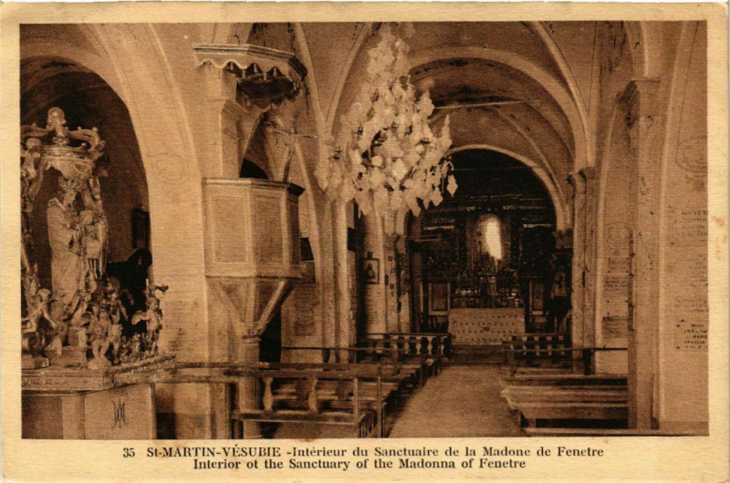 Carte postale ancienne St Martin Vesubie- Interieur du Sanctuaire de la Madone France