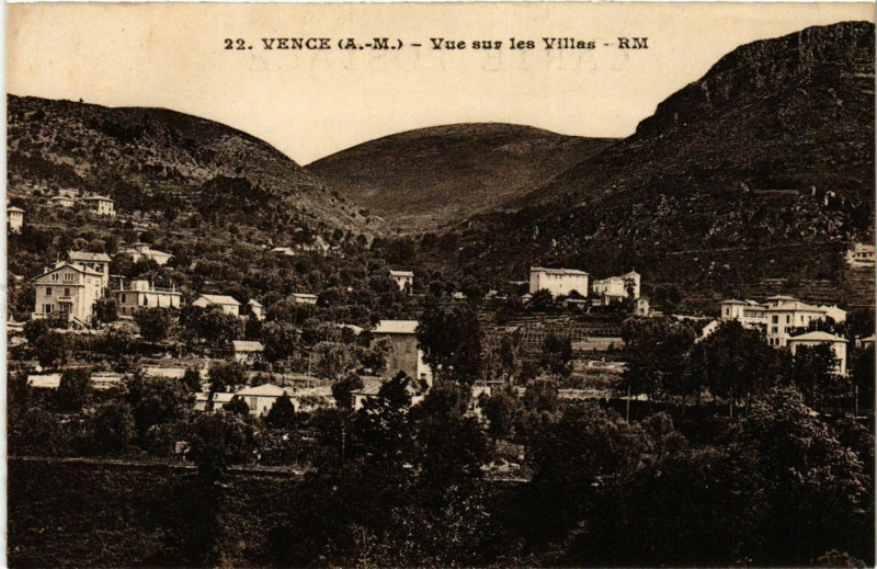 Carte postale ancienne Vence- vue sur les Villas France à Vence