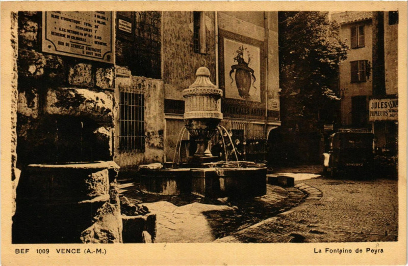 Carte postale ancienne Vence- La fontaine de Peyra France à Vence