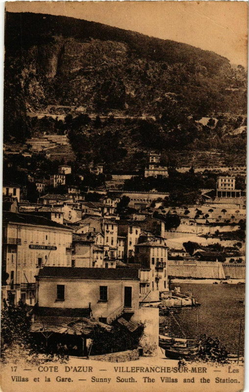 Carte postale ancienne Villefrance- Villas et la Gare France