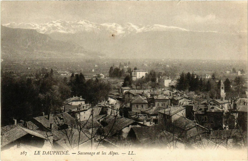 Carte postale ancienne Sassenage et les Alpes France à Sassenage