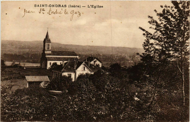 Carte postale ancienne Saint-Ondras - L'Eglise France à Saint-Ondras