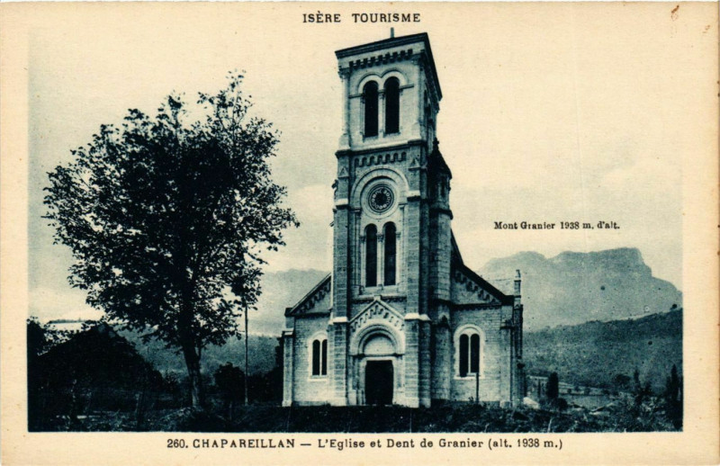 Carte postale ancienne Chapareillan - L'Eglise et Dent de Granier France à Chapareillan